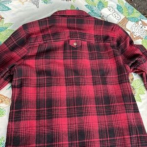 Vans Off The Wall Red & Black Buffalo Checkered Plaid LS Button Up Casual Top S